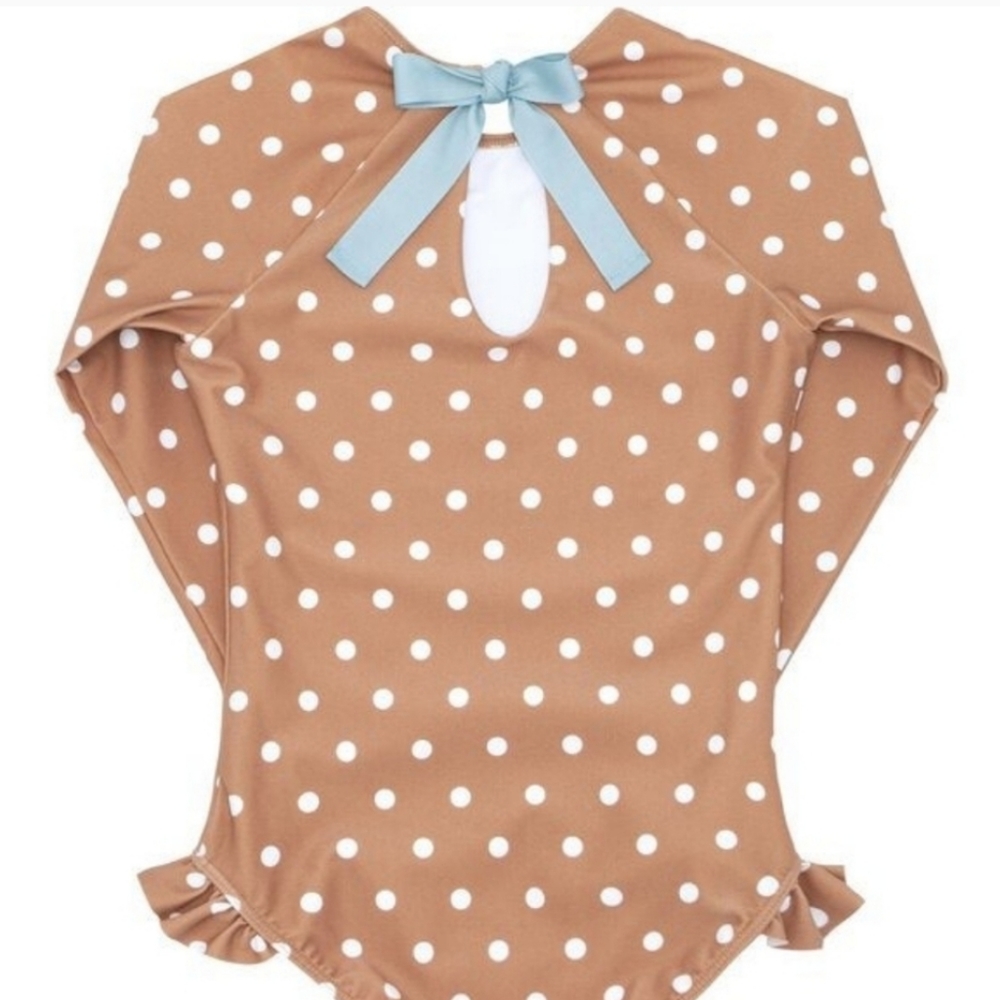 Minnow Mocha Dot rashguard one-piece